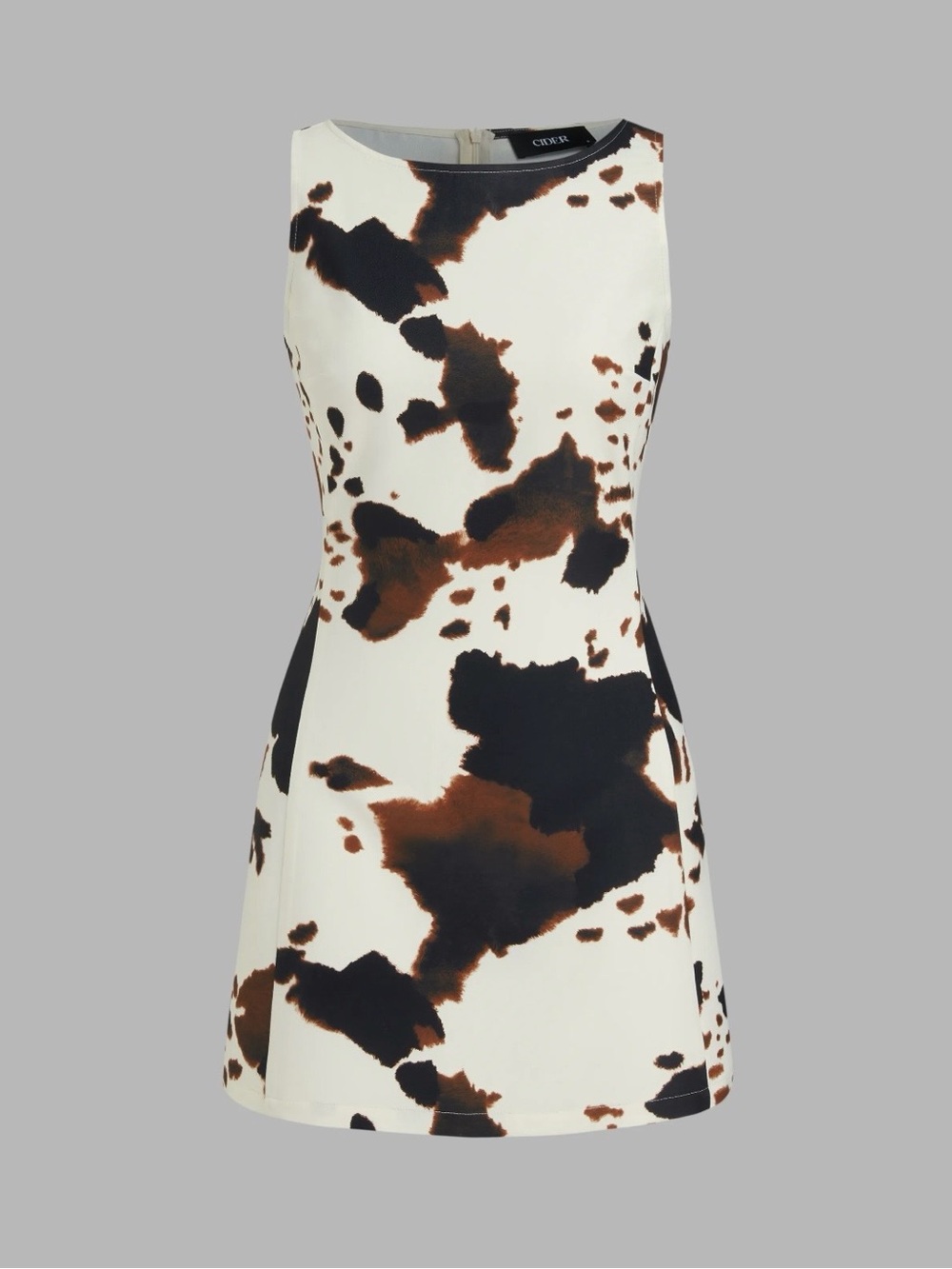 NWT Cider Animal-Print Sleeveless Shift Dress- Cow